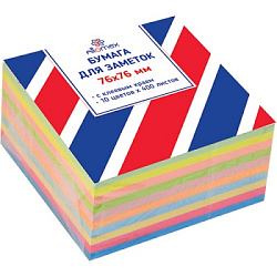 Блок самоклеящийся (стикеры) 76*76мм 400л, неон 6 цветов, пастель 4 цвета, ассорти " Attomex "