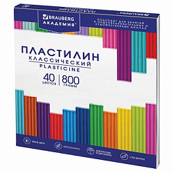 Пластилин классический BRAUBERG "АКАДЕМИЯ КЛАССИЧЕСКАЯ",40 цв.,800г,СТЕК,ВЫСШЕЕ,106512