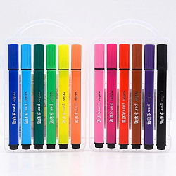 Фломастеры МИШКА ТРЕХГРАННЫЕ 12цв водн.основа, пласт.упак. арт.8590-12 (1/144наб)