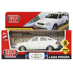 369115 Машина металл LADA PRIORA 12 см, двери, багаж, инерц, белый, кор. Технопарк в кор.2*36шт