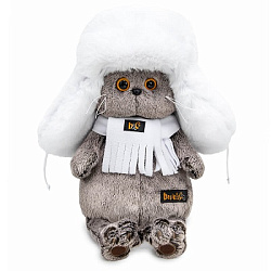 Ks25-302 Игрушка Кот Басик в белой меховой шапке