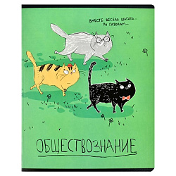 Тетрадь предметная арт. 60472/ 16 "ЛЮБОЗНАТЕЛЬНЫЕ КОТЫ" ОБЩЕСТВОЗНАНИЕ /48 л., А5+, вн.блок - клетка