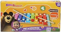 Игрушка деревянная Маша и Медведь металлофон 23*1,5*13, коробка Буратино в кор.50шт