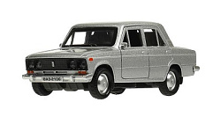 370652 Машина металл ВАЗ-2106 ЖИГУЛИ 12 см, двери, багаж, инерц, серебристый , кор. Технопарк в кор.