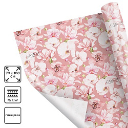 Бумага упаковочная глянцевая «Орхидея», 70×100 см