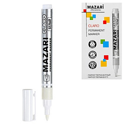 Маркер " Mazari " Claro белый 1-2мм, пулевидный наконечник, перманентный