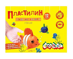 Пластилин " Каляка-Маляка " 12цв 180г со стеком, оптимальная мягкость, отсутствие запаха, картонная 