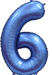 Фольгированный шар (34''/86см) Цифра "6" Синий, Сатин №131056