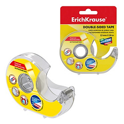 Скотч " Erich Krause " 12мм*10м, двухсторонний, прозрачный, в диспенсере, 10702070/211123/3472510/3 