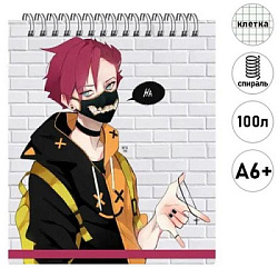 Блокнот с пластиковой обложкой МАЛЫЙ ФОРМАТ А6+ спираль сверху на резинке 100л " Эксмо " Hello! No 1