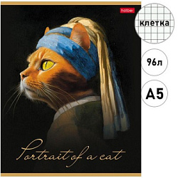 Тетрадь А5 96л клетка " Hatber " Котошедевры, на скобе, обложка- мелованный картон, матовая ламинаци