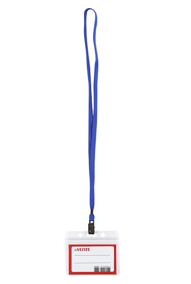 Бейдж " deVente " 99*66мм, ПВХ, на ленте с клипом