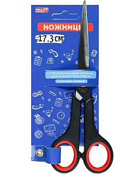 TM"Profit"Ножницы канцелярские 17,3 см(НЖ-6970)сталь.лезв.,двухцв.прорезин.кольца, в карт.бл,кратн12