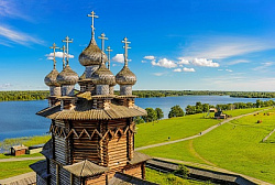 Холст с красками 40х50 см по ном.(20цв.) Церковь Преображения Господня на острове Кижи (Арт. Х-6647)