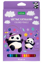 Карандаши " Hatber " ECO Плюшевые панды 18цв, шестигранные, деревянные, картонная упаковка, европодв