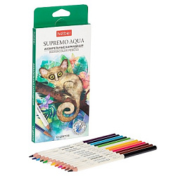 Карандаши " Hatber " акварельные Supremo Aqua 12цв, круглые, деревянные, картонная упаковка, европод