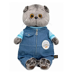 Ks30-296 Игрушка Кот Басик в комбинезоне "Деним"