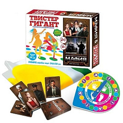 Игра Твистер "Гигант"+Мафия "Ночное безмолвие" (2 в 1) 12+ (поле 130*240 см)