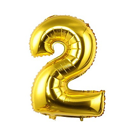 Шар фольгиниров.фигурн. золото,серебро 60см." ЦИФРА "2"арт.171910-2 (1/100шт)