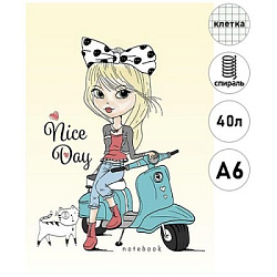 Записная книжка МАЛЫЙ ФОРМАТ А6 спираль 40л " ПЗБМ " Микс 5, клетка, обложка - мелованный картон, ти