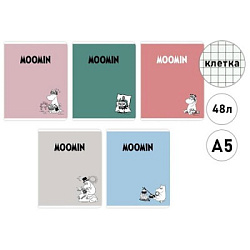 Тетрадь А5  48л клетка " Академия Групп " Moomin, офсет, на скобе, обложка - мелованный картон, текс