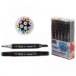 Набор маркеров " Mazari " для скетчинга Fantasia Pastel colors (пастельные цвета)  12цв 3-6,2мм, пул