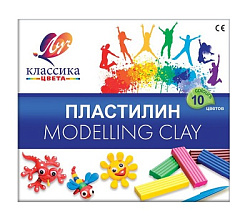 Пластилин Луч "Классика", 10 цветов, 200г, cо стеком, картон