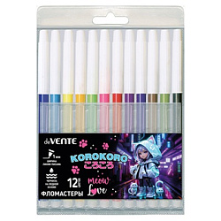 Фломастеры " deVente " Korokoro 12цв круглые, невентилируемый колпачок, пластиковый блистер, европод