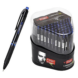 Ручка шариковая автоматическая " Flair " Carbonix RT синяя 0,7мм, игольчатый пишущий узел, темный ка