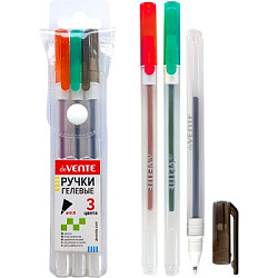 Набор гелевых ручек " deVente " Hit 3цв, 0,5мм, матовый прозрачный корпус, сменный стержень, ПВХ, ев