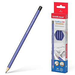 Карандаш ч/гр " Erich Krause " Grafica 100 Н шестигранный, деревянный, цвет корпуса - синий с белыми