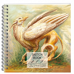 Скетчбук, белая бумага 100г/м2, 195х195мм, 80л, спираль, 7БЦ, без линовки, обложка - матовый ламинир