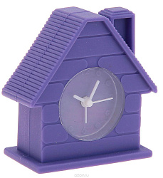 Будильник Дом кирпичный силикон, цифры-точки, цвет циферблат фиолет 4*8см 872920
