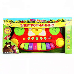 ЭЛЕКТРОПИАНИНО "УМКА" "МАША И МЕДВЕДЬ" НА БАТ. СВЕТ+ЗВУК, РУССИФИЦ., С МИКРОФОНОМ В КОР. в кор.12шт