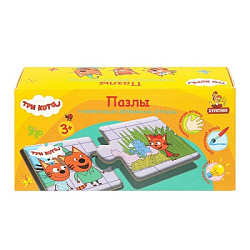 Игрушка деревянная пазл  12,5*6 см. Три Кота терм. пакет Буратино в кор.15шт