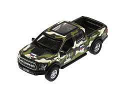 Машина металл FORD F150 RAPTOR 12см, двер, баг, инер, камуф, кор. Технопарк в кор.2*36шт