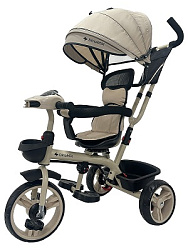 Велосипед трёхколесный с ручкой МАРС (колеса EVA 10"/8" муз.модуль) бежевый (Арт ВЛ-2783)