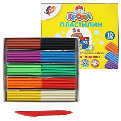 Пластилин " Луч " Кроха 10цв плавающий, со стеком, картонная упаковка