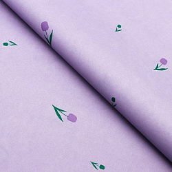 Бумага упаковочная тишью, «Цветы», сиреневый, 50 см × 70 см 17 грамм