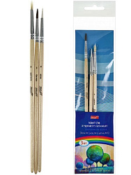TM"Profit"Набор кистей (белка №3, коза №4, щетина №6) (НК-5558)3 шт., деревянная ручка, крат 12