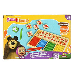 Игрушка деревянная счетный набор Маша и Медведь коробка Буратино в кор.120шт