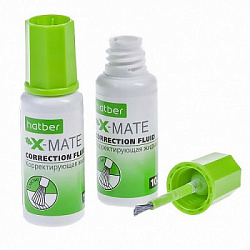 Корректирующая жидкость " Hatber " X-Mate 10мл с кисточкой, на химической основе, термоусадочная пле