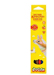 Карандаши " Каляка-Маляка "  6цв трехгранные пластик, стираемые с ластиком, картонная упаковка, евро