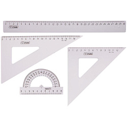 Набор линеек " Стамм " линейка-30см,треугольник 2шт,транспортир ,прозрачный
