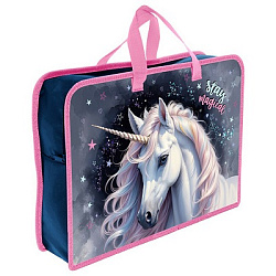 Папка с ручками пластик. А4 ПТ-14-4 ЗВЕЗДНЫЙ ЕДИНОРОГ диз.2сторон,ручка-тесьма арт.87050 (1/12шт)