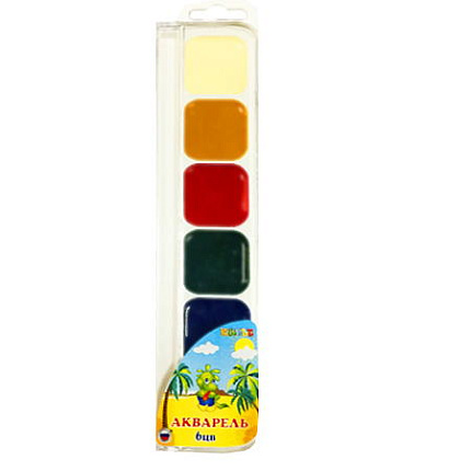 Акварель " KWELT "  6цв без кисти, пластиковая упаковка, европодвес