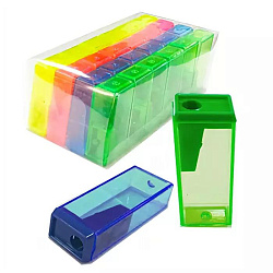 Точилка " KWELT " пластиковая с контейнером, 4 цвета ( синий, зеленый желтый, красный)