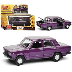 380526 Машина металл LADA ваз-2105 1997 12 cm, двери, багаж, инерц.баклажан, кор. Технопарк в кор.2*