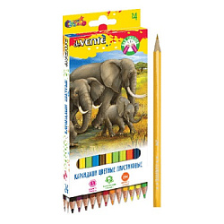 Карандаши цветные пластиковые Животный мир 24цв " deVente " 2М шестигранные, картонная упаковка, евр