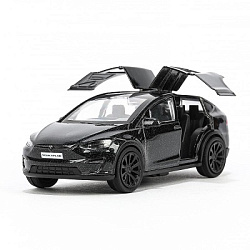 Машина металл tesla model x plaid 12 см, двери, черн, кор. Технопарк в кор.2*36шт
